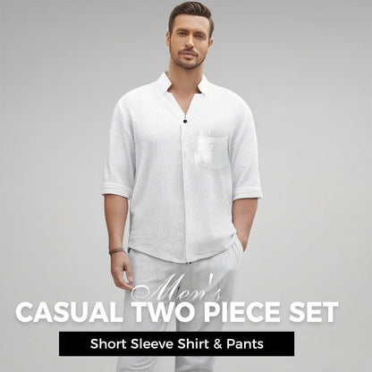 🤩🤩BIG SALE-50% OFF🎉Men's Trendy Cotton Linen Top & Pants Two-Piece Set
