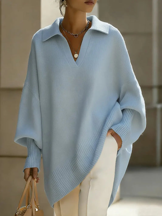 📦📦Buy 2 PCS for free shipping💥Women's Solid Color V-neck Long-sleeved Casual Loose-fitting Knitted Pullover Sweater