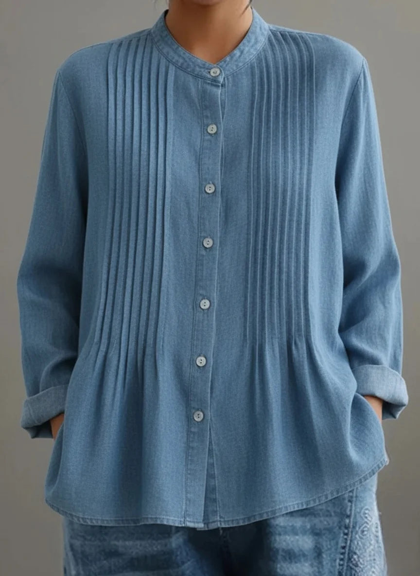 📦📦Buy 2 Free Shipping🔥Women's Casual Denim Pleated Shirt
