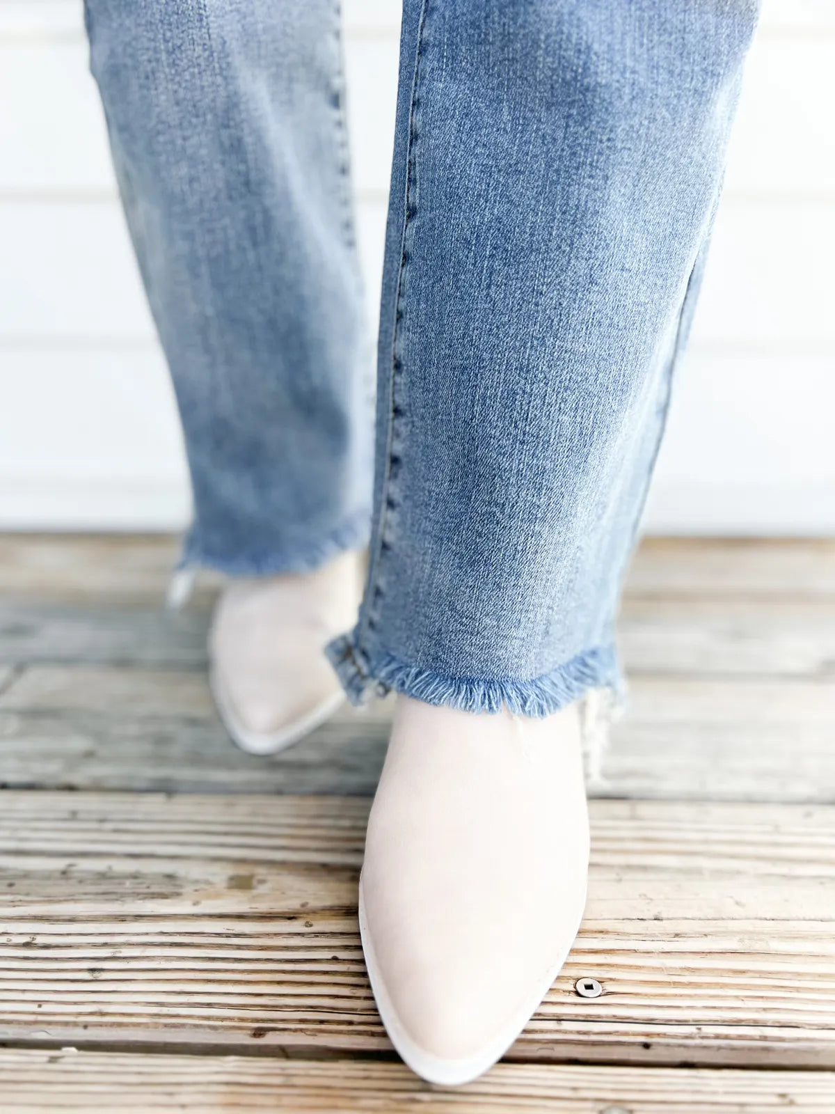 💝💝Vintage Double Button Frayed Hem Bootcut Jeans (Buy 2 Free Shipping)