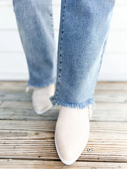 💝💝Vintage Double Button Frayed Hem Bootcut Jeans (Buy 2 Free Shipping)