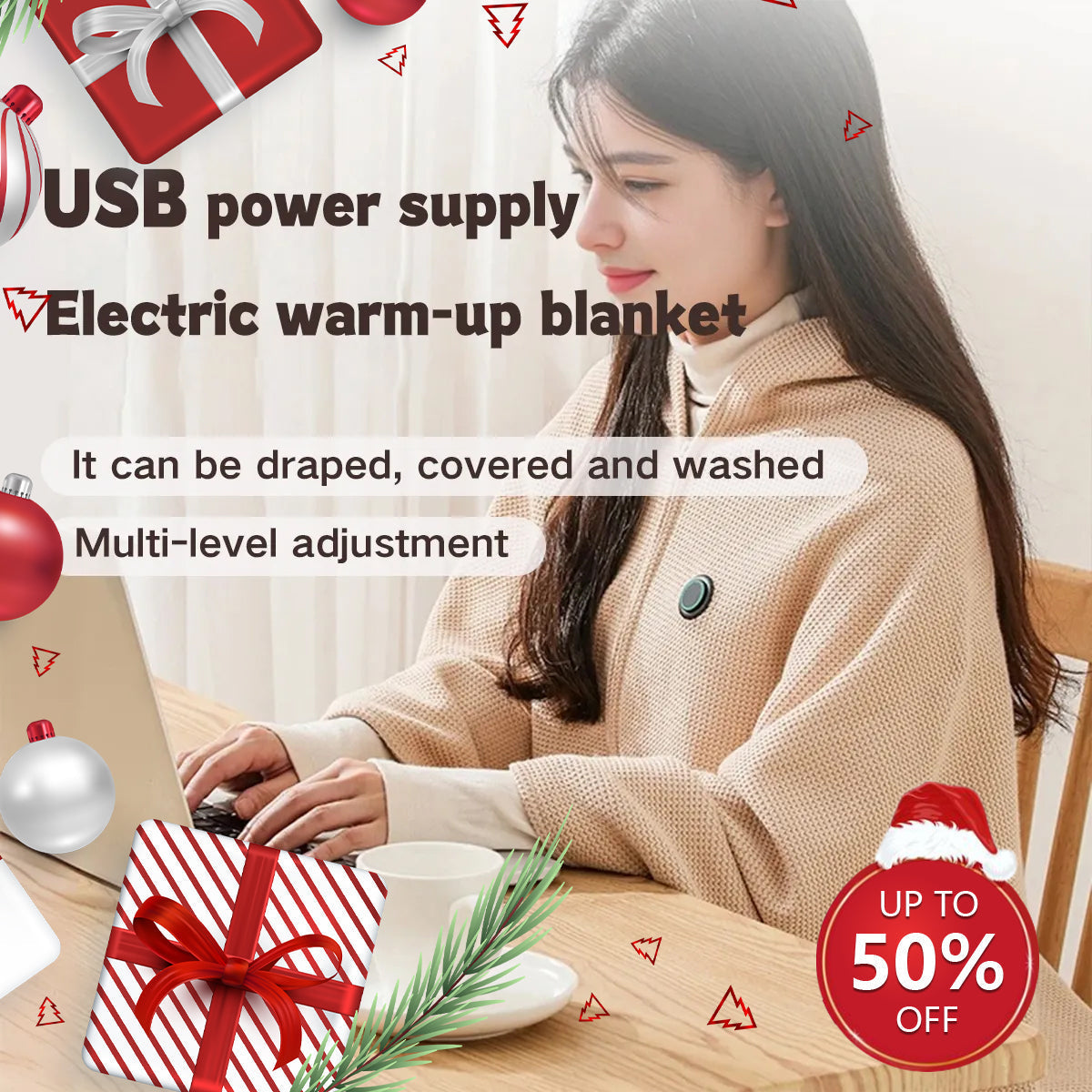 📦📦🎄LAST DAY 49% OFF🔥Portable Heated Shawl (Buy 2 Get Free Shipping)