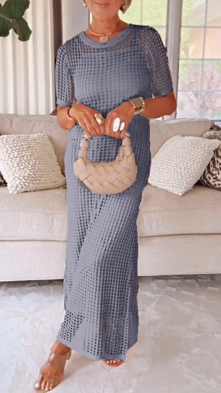 🤩🤩Elegant Knit Mesh Layered Two-Piece Maxi Dress (Buy 2 Free Shipping)