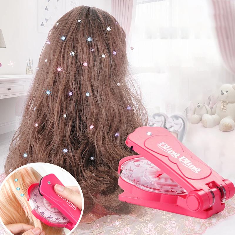 ✨✨Glitter Diamond Styling Tools Hair Gemstone Styling Set to light up girls' hair, clothes, accessories, No Heat Required Hair Styling Accessories