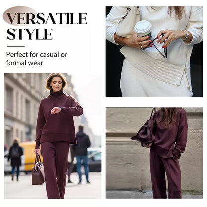 🤩🤩2026 New Arrivals 50% OFF💥High-Neck Side-Zip Sweatshirt & Pants Set 👚👖