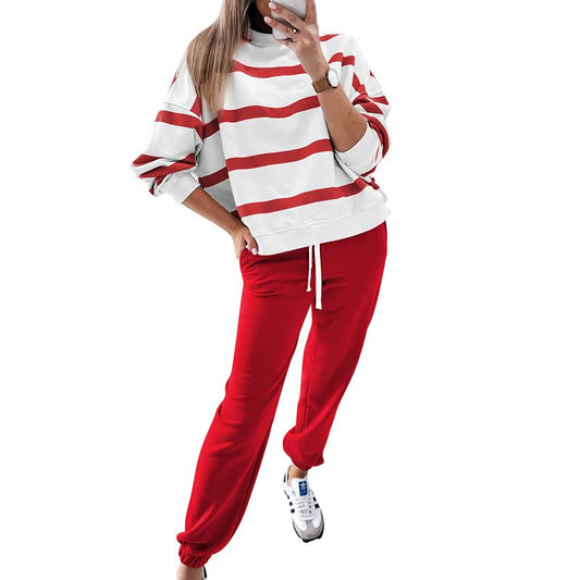 🔥 Cozy Striped Outfit 💫 Long Sleeve 2-Piece Set 2025