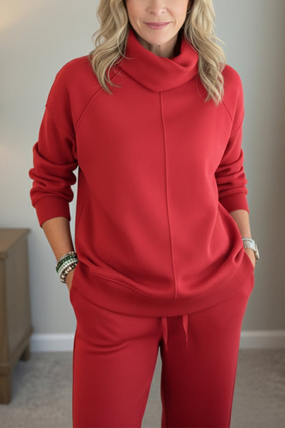🎁New Arrivals🔥 Cozy Travel Cowl Neck Sweatshirt and Pant 2 Piece Sets