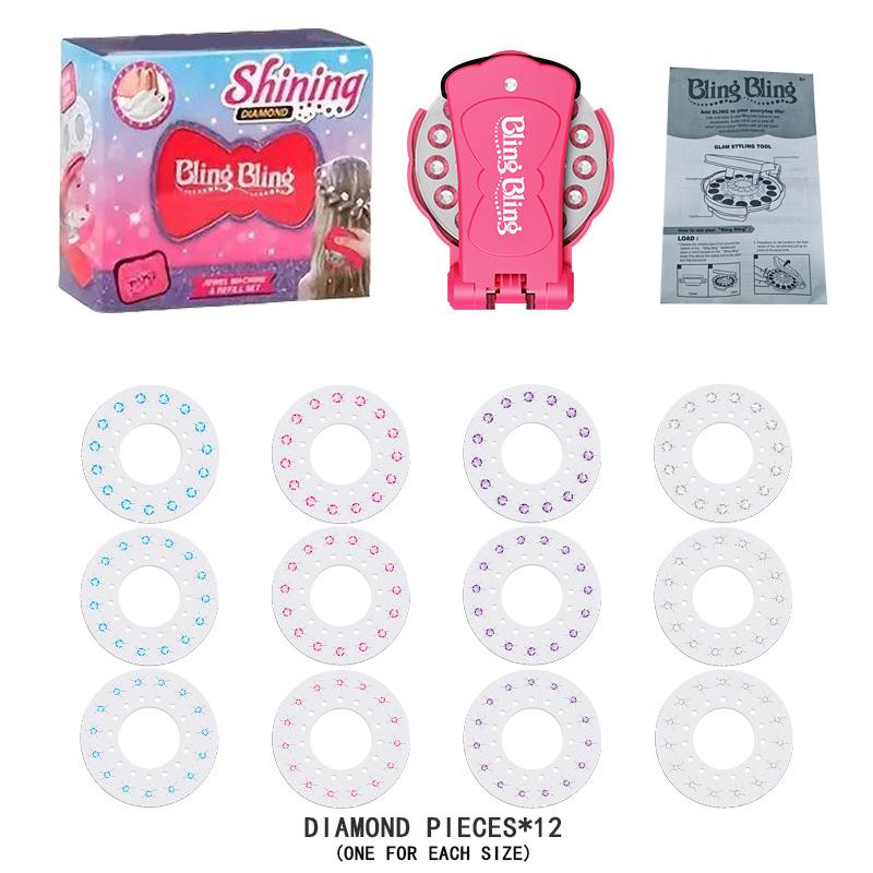 ✨✨Glitter Diamond Styling Tools Hair Gemstone Styling Set to light up girls' hair, clothes, accessories, No Heat Required Hair Styling Accessories