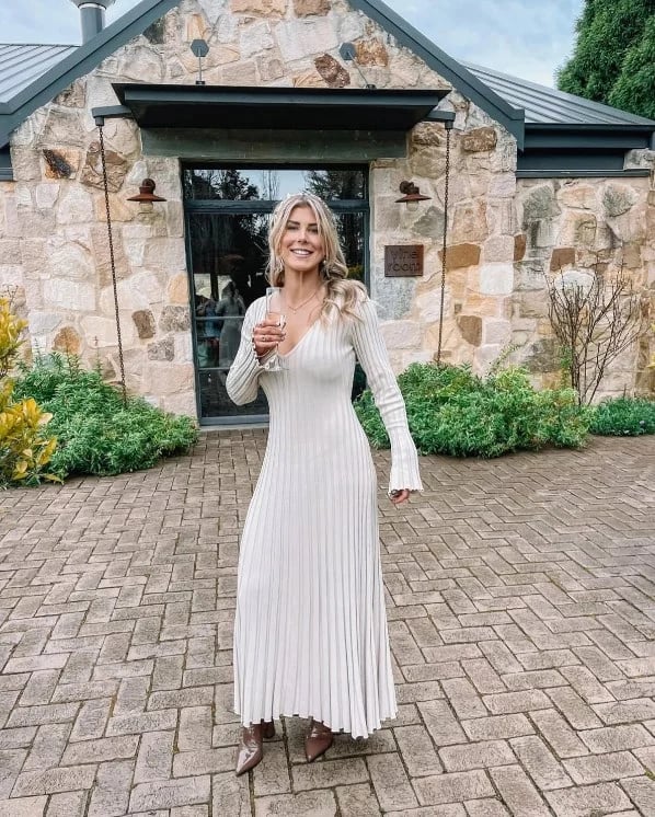 🎉2025 Fall New Long Sleeved Knit Midi Dress