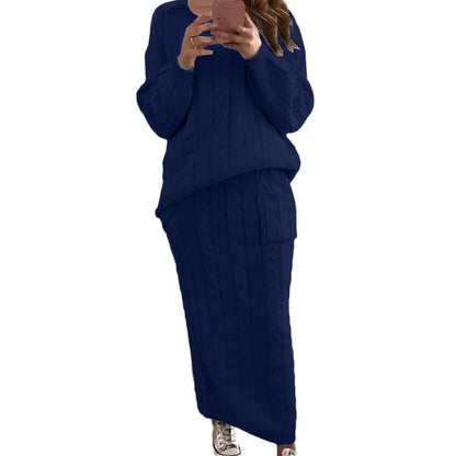 ❄️✨ Women's Winter Chunky Cable Knit Long Skirt & Sweater Set – Stay Warm & Stylish This Season! 🧶🍂