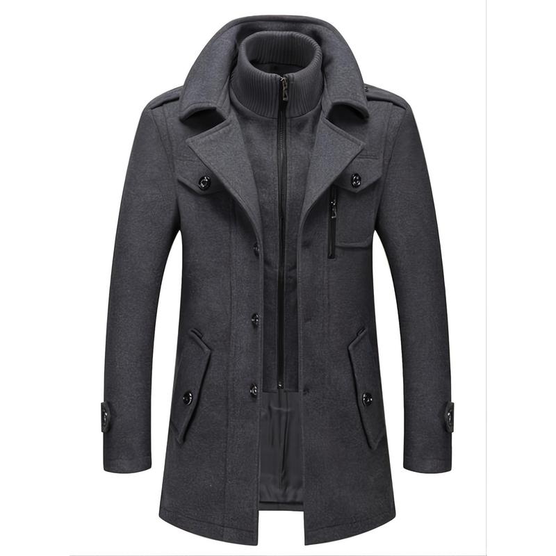 🔥 50% Off! Men's business woolen coat fashion double neck medium and long woolen coat, autumn and winter