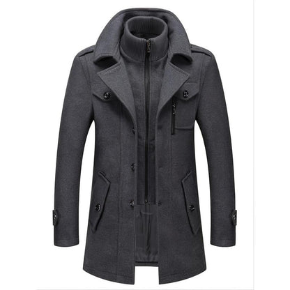 🔥 50% Off! Men's business woolen coat fashion double neck medium and long woolen coat, autumn and winter