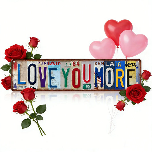 📦📦💕Valentine’s Day “Love You More” Vintage Street Sign – Romantic Metal Wall Decor | 16 × 4 in