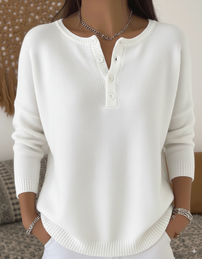 🎄✨️Buy 2 PCS for free shipping🎄Women's Soft Solid Color Henley Collar Sweater Top