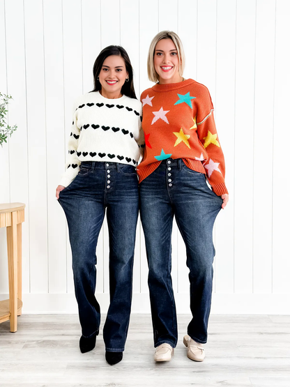 💝💝Judy Mid Rise Button Fly Bootcut Jeans (Buy 2 Free Shipping)