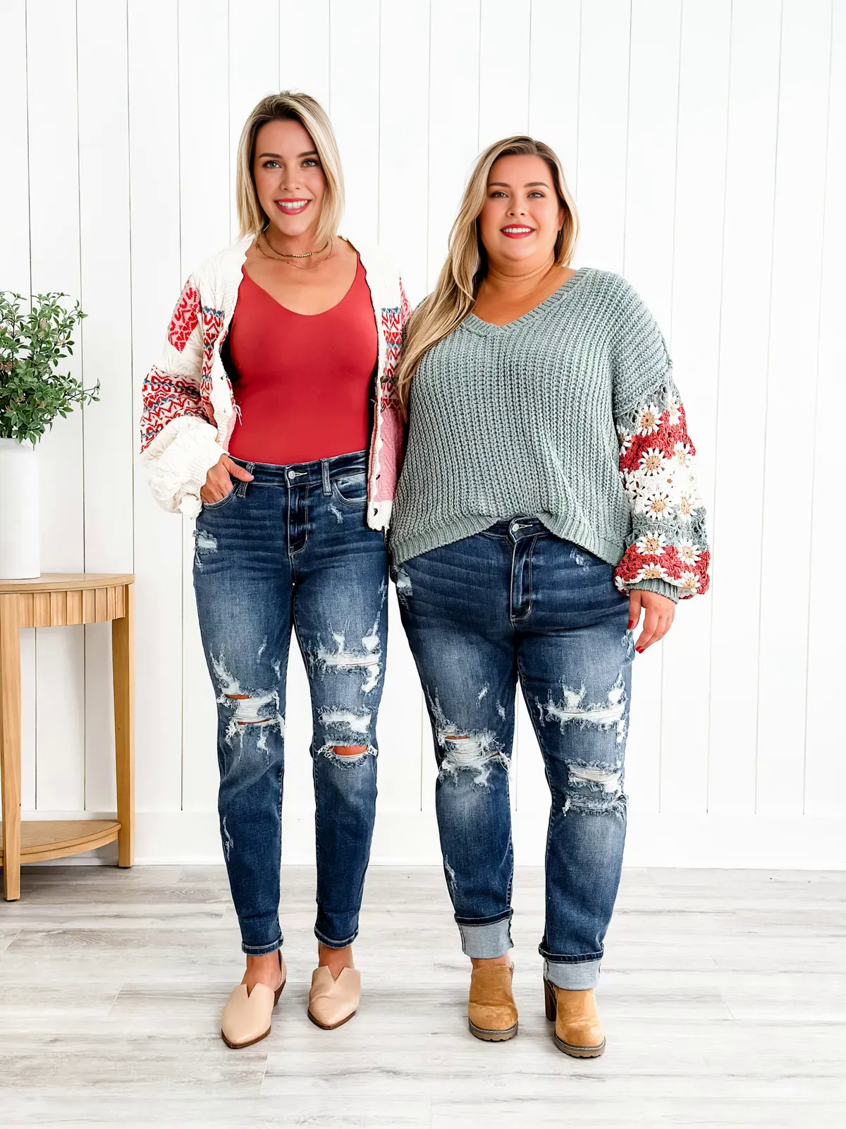 📦📦Tummy Control Distressed Cuffed Boyfriend Jeans (Buy 2 Free Shipping)