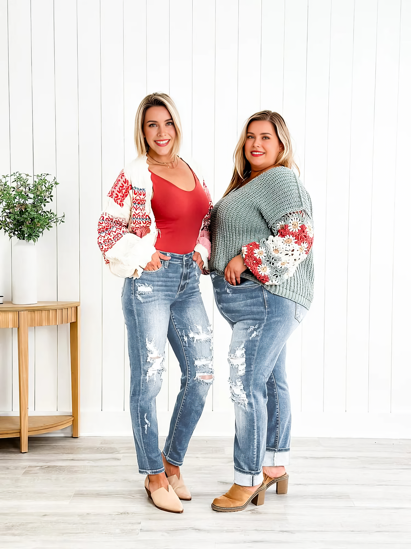 📦📦Tummy Control Distressed Cuffed Boyfriend Jeans (Buy 2 Free Shipping)