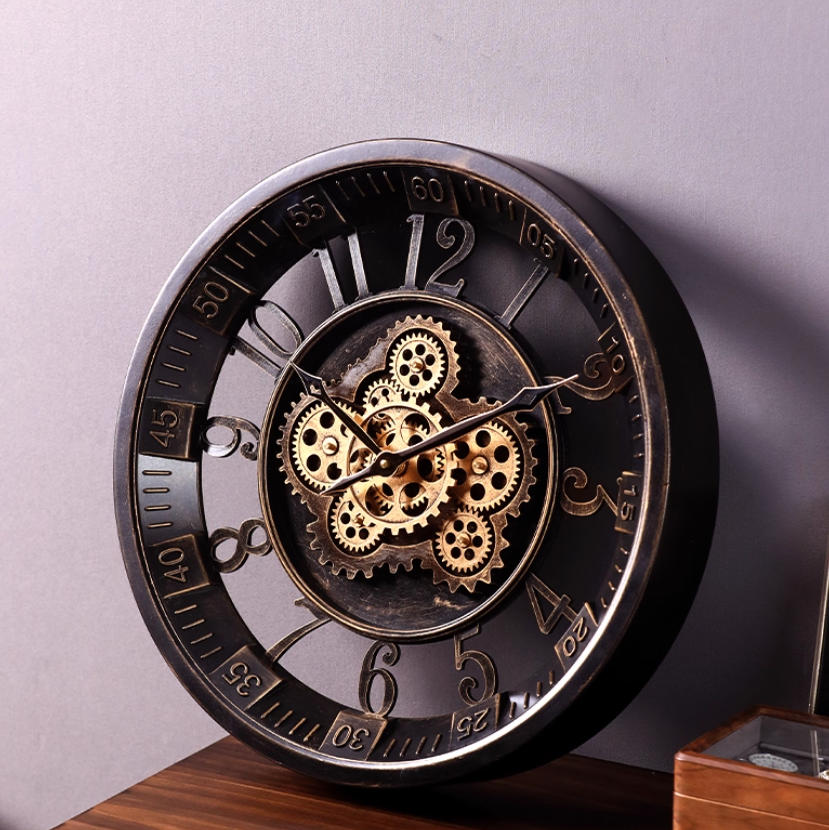 promotion! 🕰️ New French retro gear mechanical wall clock, light luxury art living room high-end decoration clock ⏳