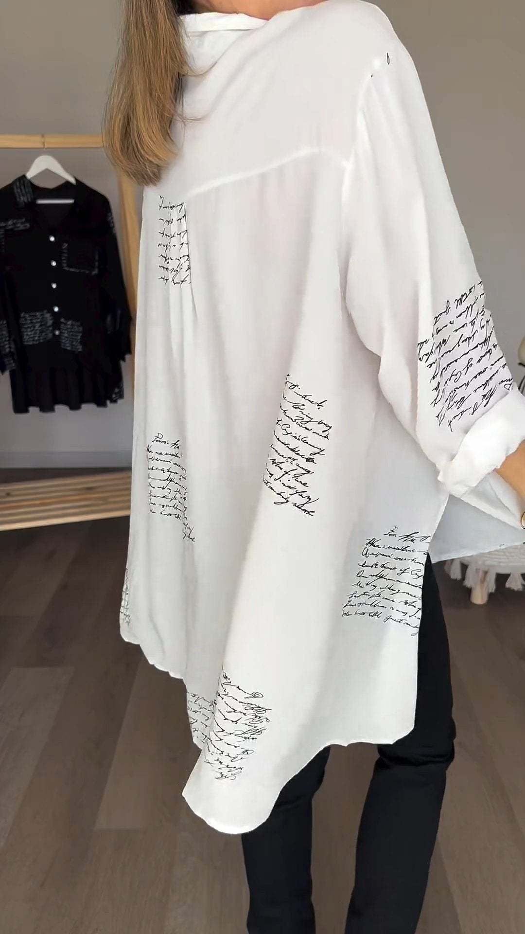 CLEARANCE Letter Print Fashion Lapel Shirt