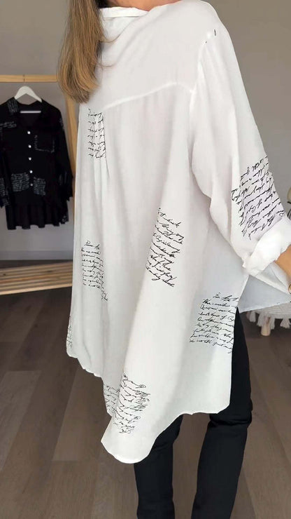 CLEARANCE Letter Print Fashion Lapel Shirt