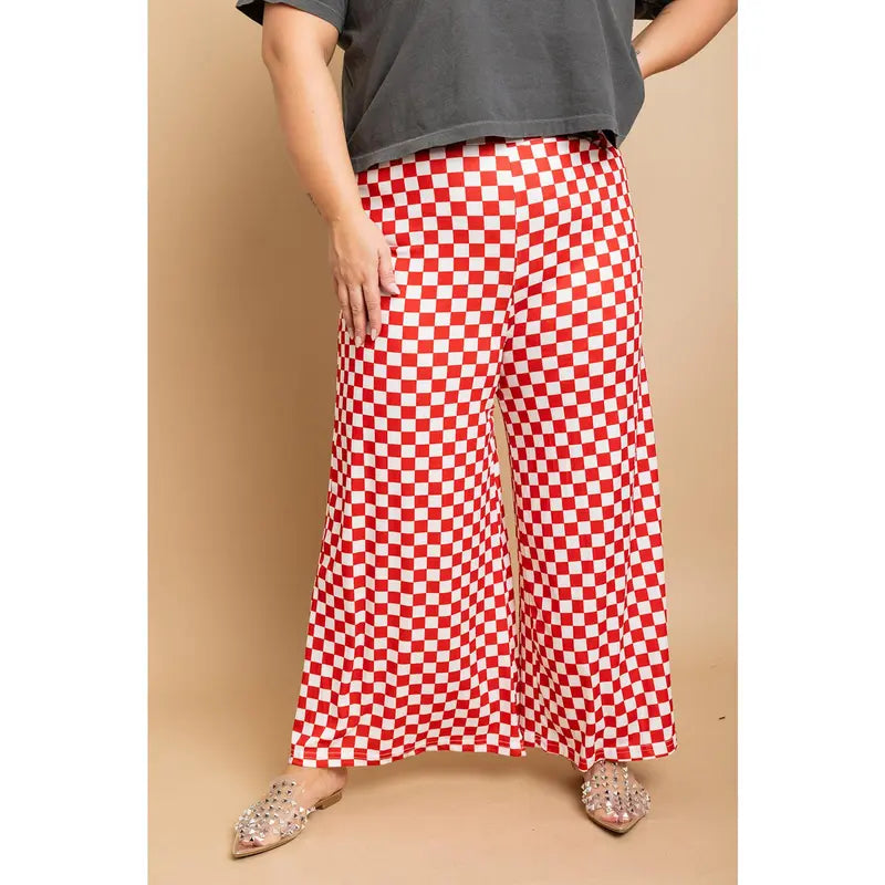 Womens Checkered Pants - Red