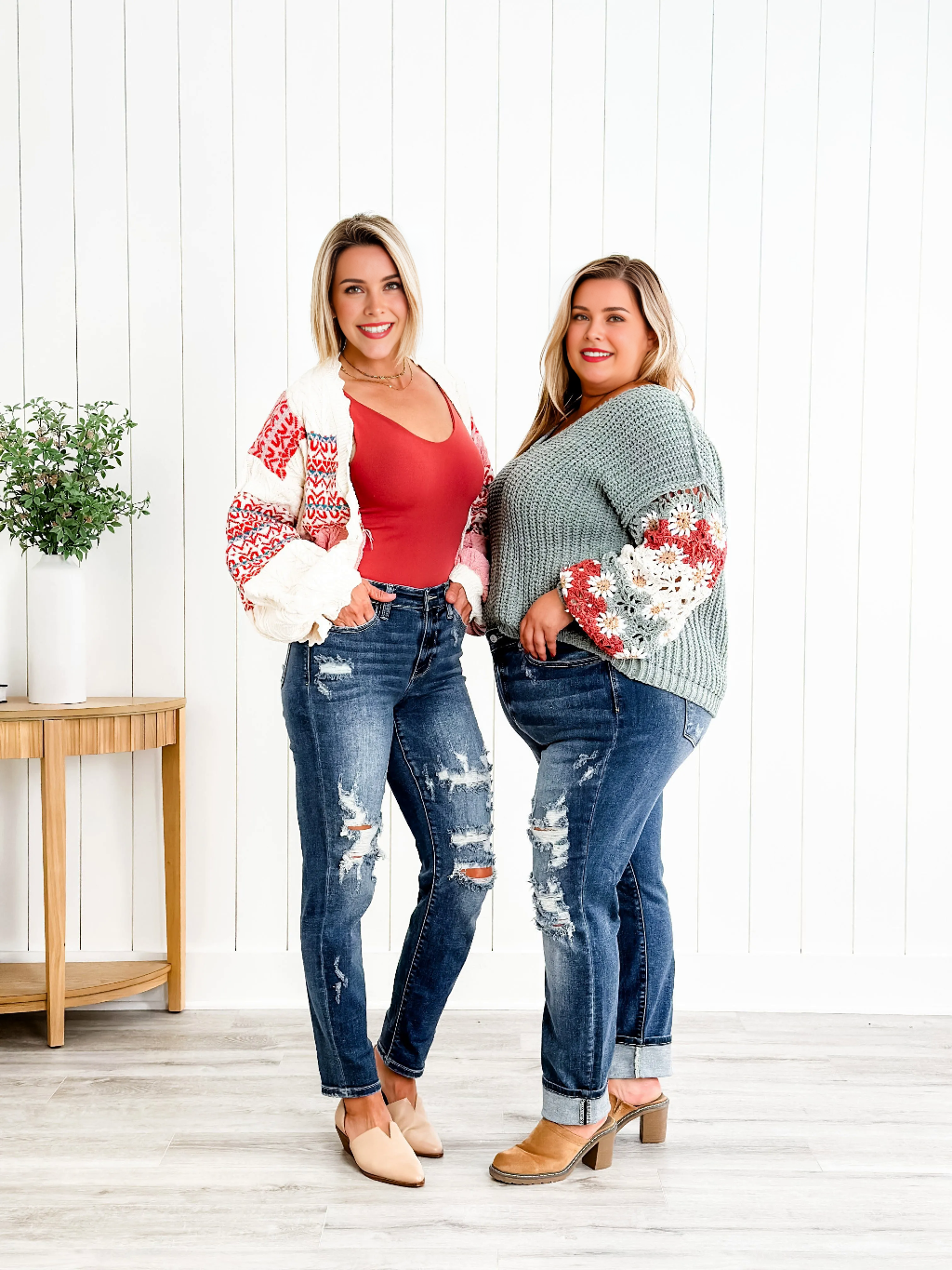 📦📦Tummy Control Distressed Cuffed Boyfriend Jeans (Buy 2 Free Shipping)