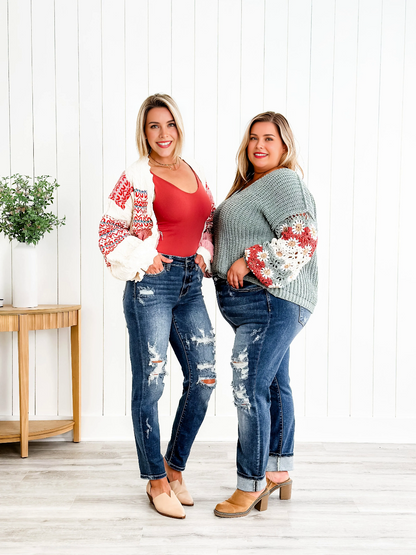 📦📦Tummy Control Distressed Cuffed Boyfriend Jeans (Buy 2 Free Shipping)