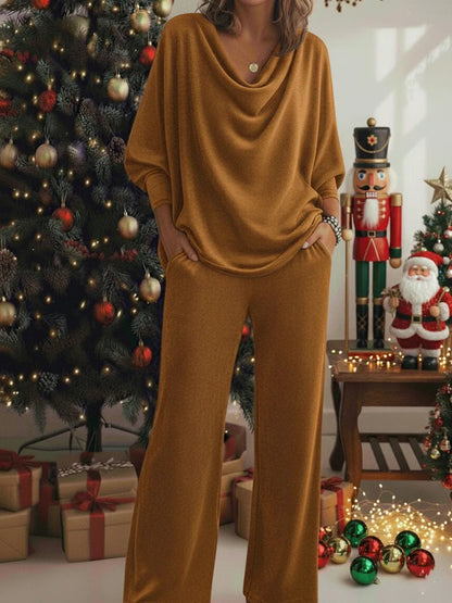 🎄✨ Women's Christmas Elegant Cozy Two-Piece Loungewear Set – Perfect for the Holiday Season! 🎁🎅