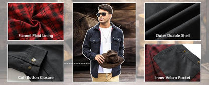 ⚡Hot Sales 49% OFF🔥Men's Flannel Lined Shacket Jacket