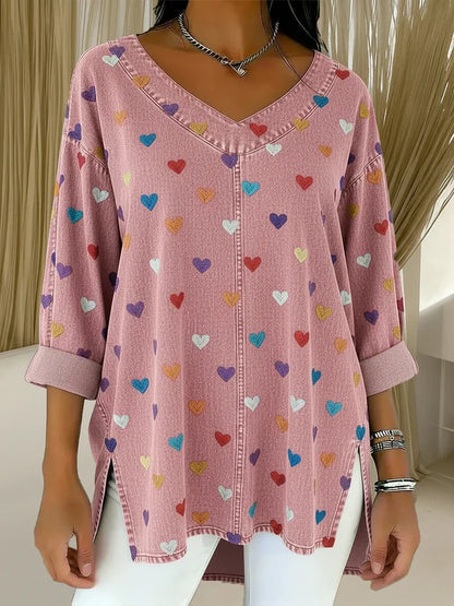 📦📦 New Arrivals🔥Women's Heart Casual Washed Denim Cotton Top