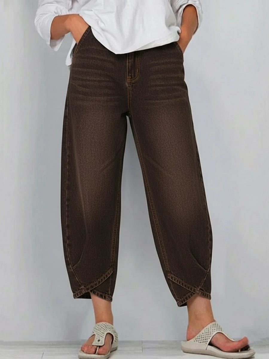 🎈🎈 100% cotton denim with a crossover hem — comfy, flattering, and easy to style