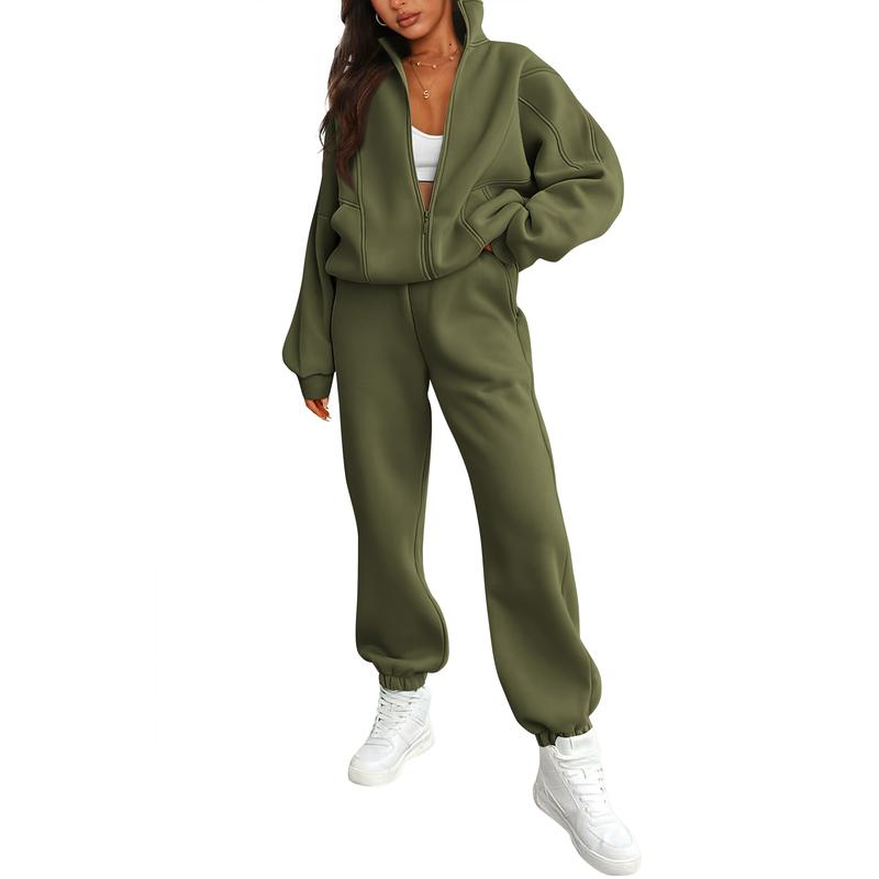 🔥Today’s Deal! Women’s Fleece Zip Sweatshirt & Pants Set