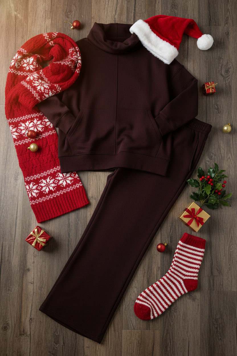 🎁New Arrivals🔥 Cozy Travel Cowl Neck Sweatshirt and Pant 2 Piece Sets