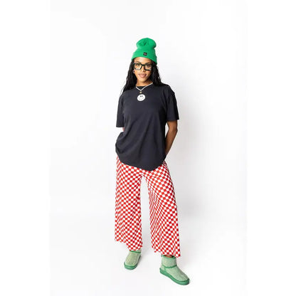 Womens Checkered Pants - Red