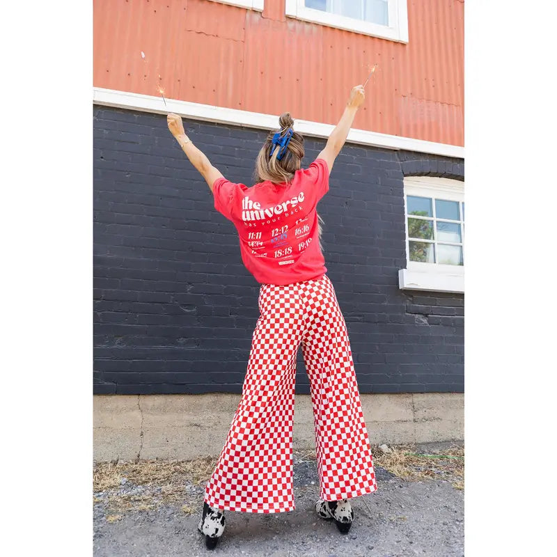 Womens Checkered Pants - Red