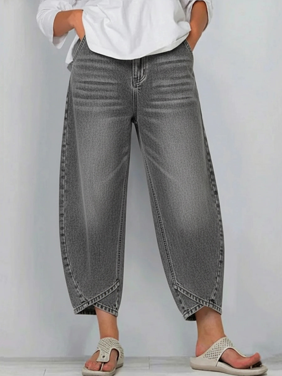 🎈🎈 100% cotton denim with a crossover hem — comfy, flattering, and easy to style