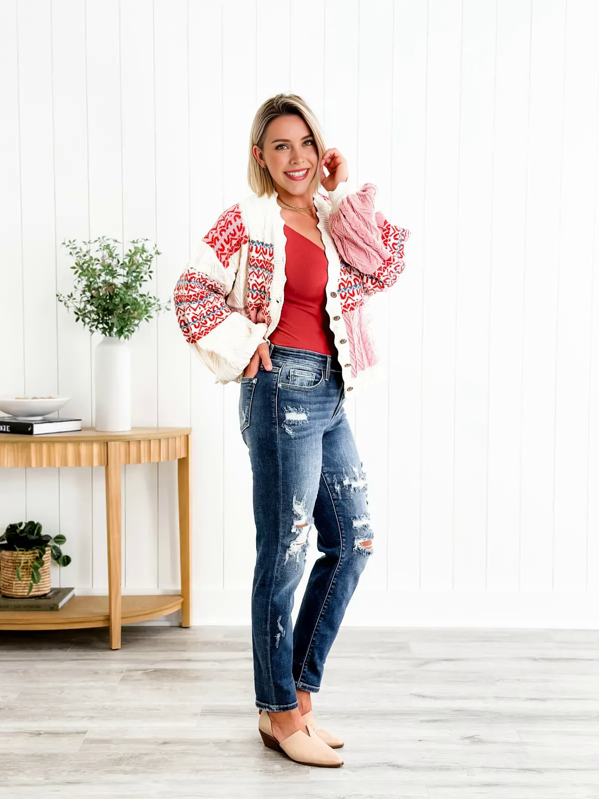 📦📦Tummy Control Distressed Cuffed Boyfriend Jeans (Buy 2 Free Shipping)