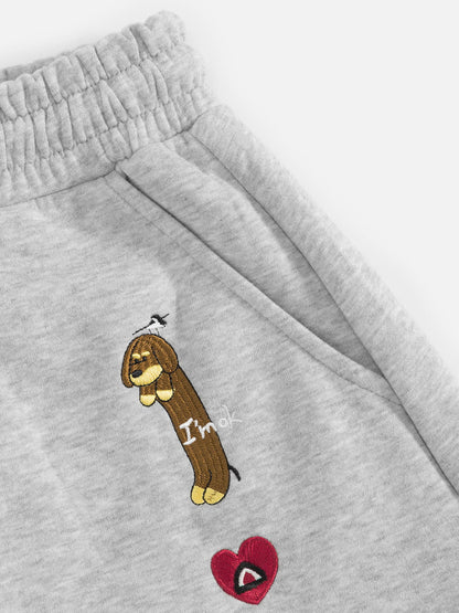 🐶 Aelfric Eden Embroidery Dog Baggy Barrel Sweatpants