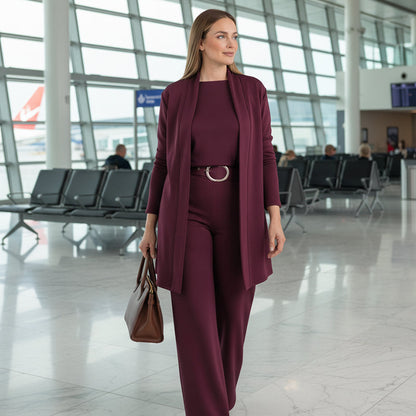 ⏳Time-Limited Special⏰Elegant 3-piece set including long cardigan, top and pants💞