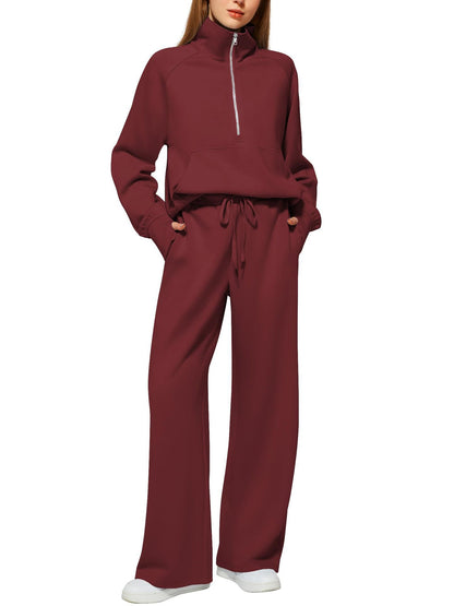 📦📦Buy 2 PCS for free shipping🔥Women's Solid Color Cotton Half-Zip Outfit