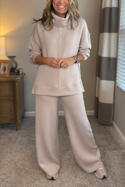 🎁New Arrivals🔥 Cozy Travel Cowl Neck Sweatshirt and Pant 2 Piece Sets