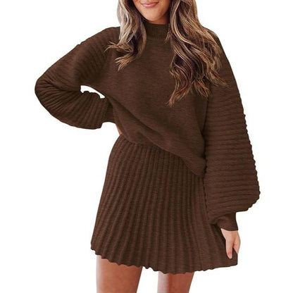 🔥 50% OFF TODAY ✨ Women's Mock Neck Knit Skirt Set