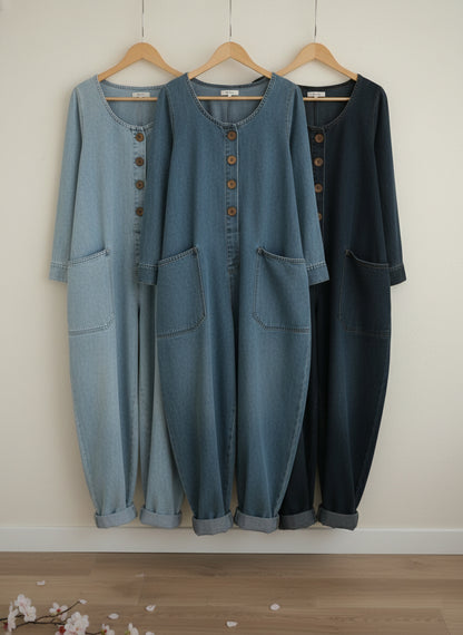 📦📦New Arrivals🔥 Women's Casual Cotton Long Sleeves and Denim Jumpsuit