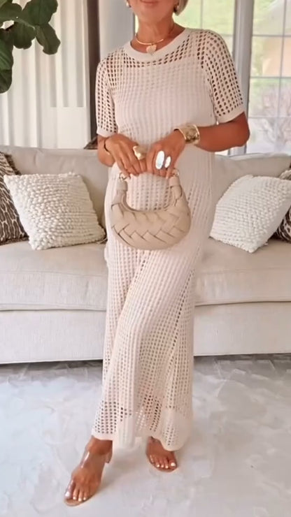 🤩🤩Elegant Knit Mesh Layered Two-Piece Maxi Dress (Buy 2 Free Shipping)