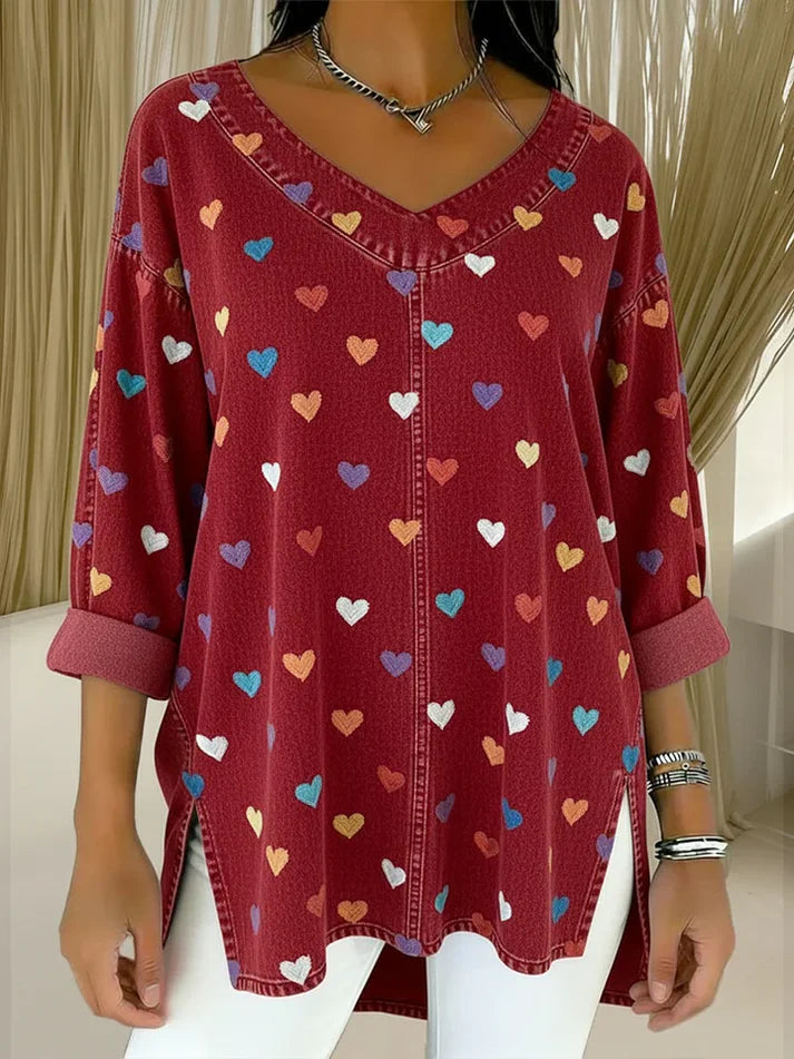 📦📦 New Arrivals🔥Women's Heart Casual Washed Denim Cotton Top