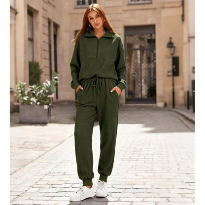 🏃‍♀️ Soft 2-Piece Jogger Set — Half-Zip Sweatshirt & Sweatpants