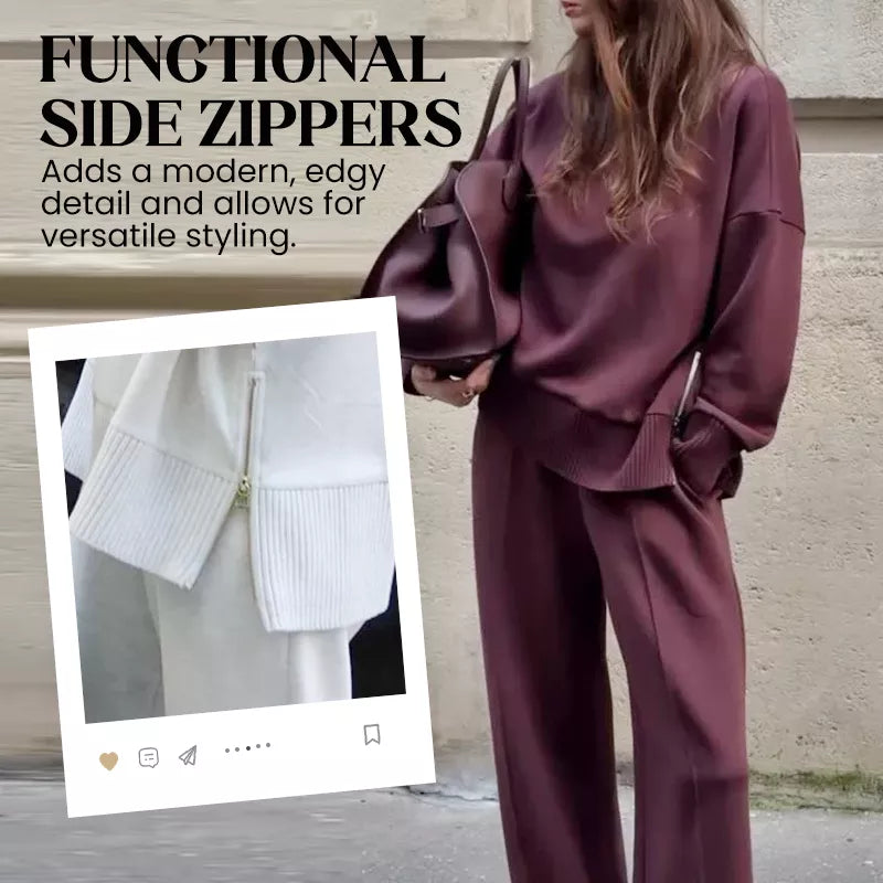 🤩🤩2026 New Arrivals 50% OFF💥High-Neck Side-Zip Sweatshirt & Pants Set 👚👖