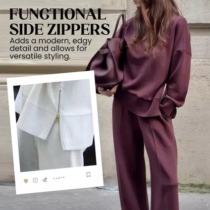 🤩🤩2026 New Arrivals 50% OFF💥High-Neck Side-Zip Sweatshirt & Pants Set 👚👖