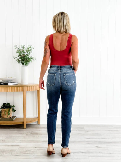 📦📦Tummy Control Distressed Cuffed Boyfriend Jeans (Buy 2 Free Shipping)