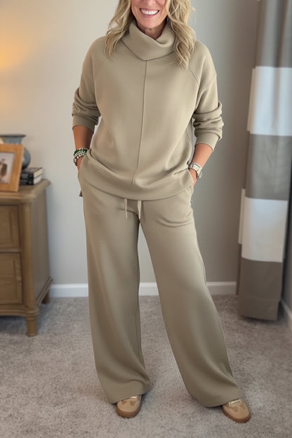 🎁New Arrivals🔥 Cozy Travel Cowl Neck Sweatshirt and Pant 2 Piece Sets